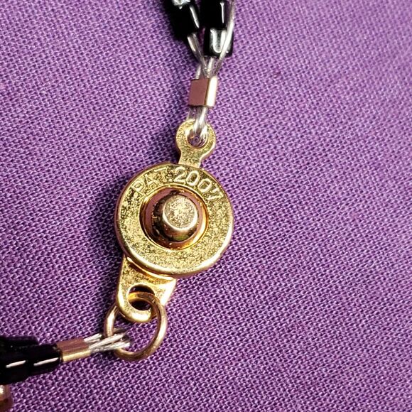 Gold Foiled Glass Black & Gold AB Glass Bead Necklace W/ 14KGF Matching Earrings - Picture 12 of 12